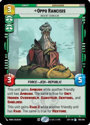 Oppo Rancisis - Ancient Councilor (105/264) - Legends of the Force