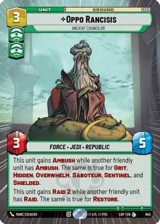 Oppo Rancisis - Ancient Councilor (Hyperspace Foil) (845) - Legends of the Force Foil
