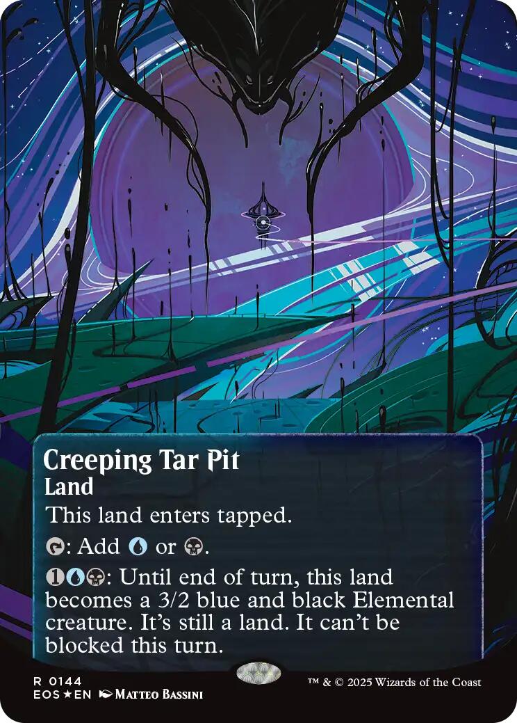Creeping Tar Pit (0144) (Borderless) (Galaxy Foil) [Edge of Eternities: Stellar Sights] | Eastridge Sports Cards & Games