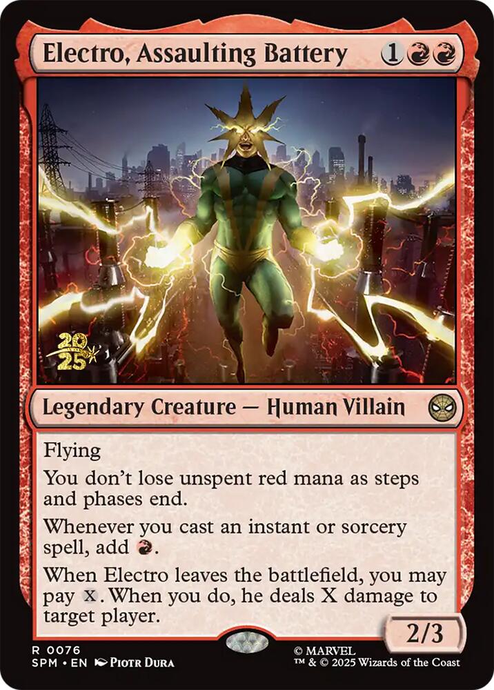 Electro, Assaulting Battery [Marvel's Spider-Man Prerelease Promos] | Eastridge Sports Cards & Games