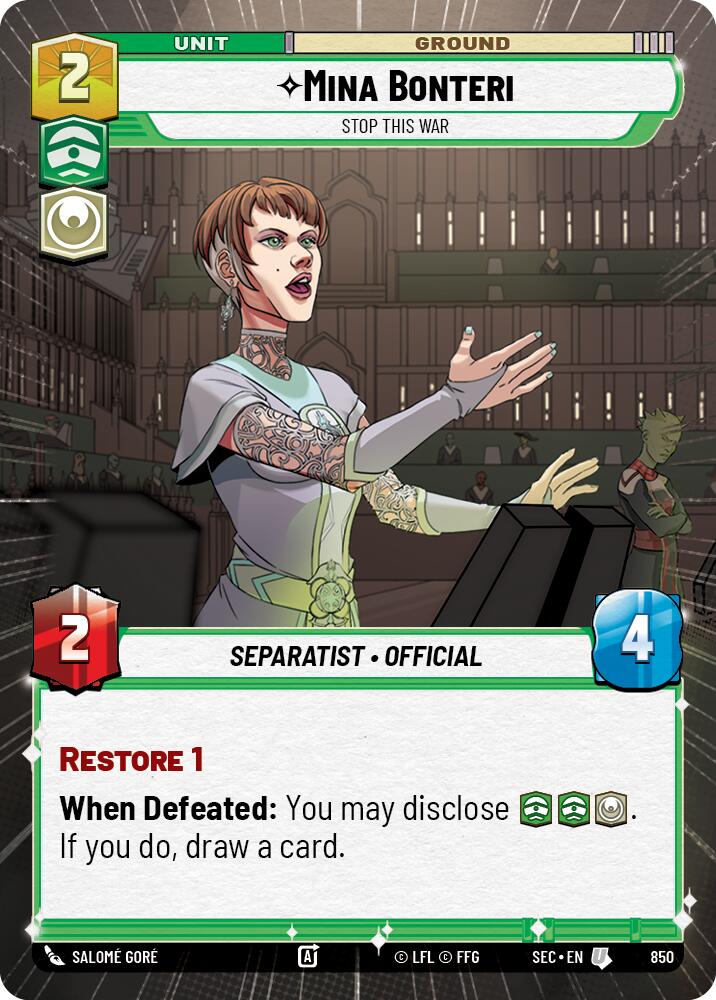 Mina Bonteri - Stop This War (Hyperspace Foil) (850) (850) [Secrets of Power] | Eastridge Sports Cards & Games