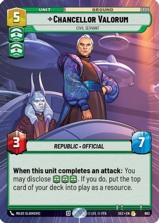 Chancellor Valorum - Civil Servant (Hyperspace Foil) (863) - Secrets of Power Foil