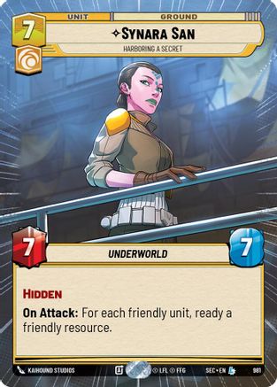 Synara San - Harboring a Secret (Hyperspace Foil) (981) - Secrets of Power Foil