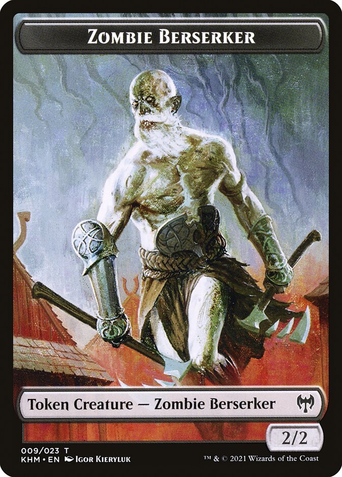Human Warrior // Zombie Berserker Double-Sided Token [Kaldheim Tokens] | Eastridge Sports Cards & Games