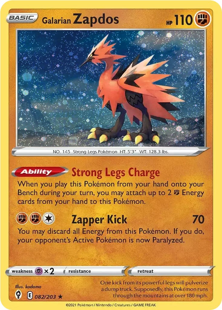 Galarian Zapdos (082/203) (Cosmos Holo) [Sword & Shield: Evolving Skies] | Eastridge Sports Cards & Games