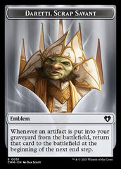 Thopter // Emblem - Daretti, Scrap Savant Double-Sided Token [Commander Masters Tokens] | Eastridge Sports Cards & Games