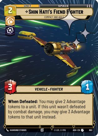 Shin Hati's Fiend Fighter - Compact and Agile (Hyperspace Foil) (693) - Ashes of the Empire Foil