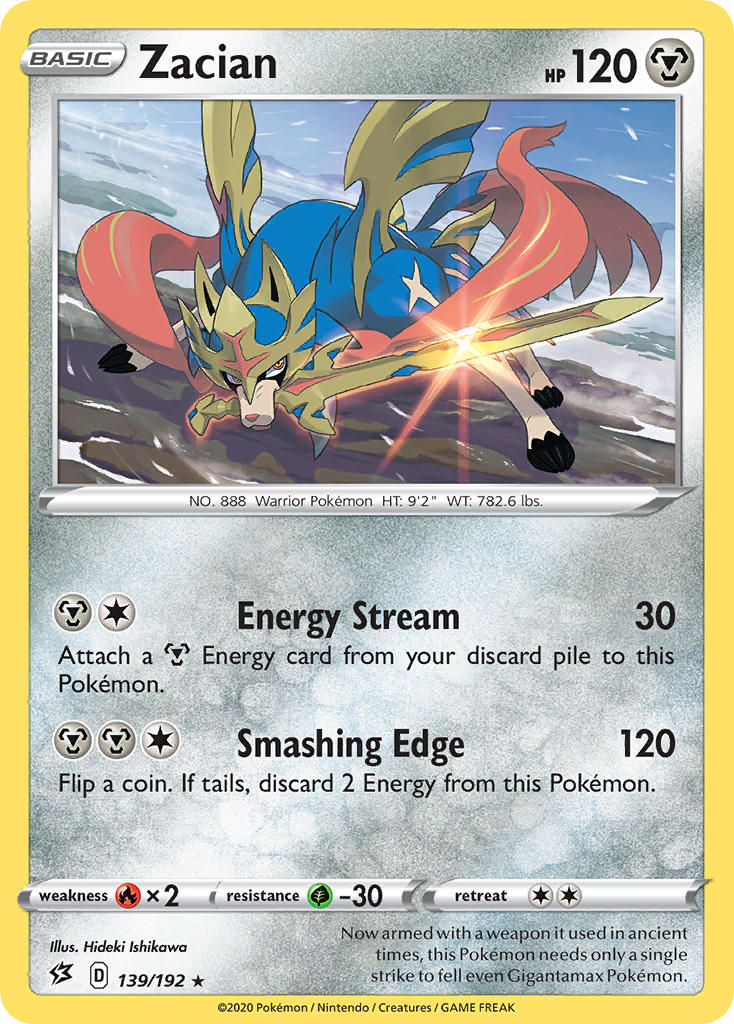 Zacian (139/192) (Cracked Ice Holo) (Theme Deck Exclusives) [Sword & Shield: Rebel Clash] | Eastridge Sports Cards & Games