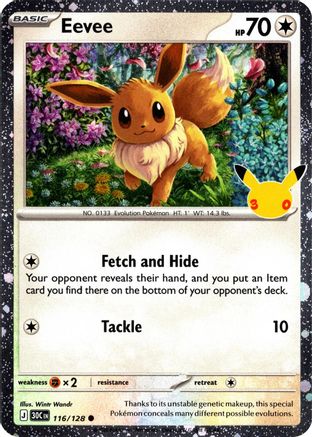 Eevee (30th Celebration) 116/128  - Holofoil Blister Exclusives - Common