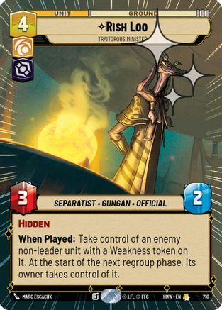 Rish Loo - Traitorous Minister (Hyperspace Foil) (710) - Homeworlds Foil