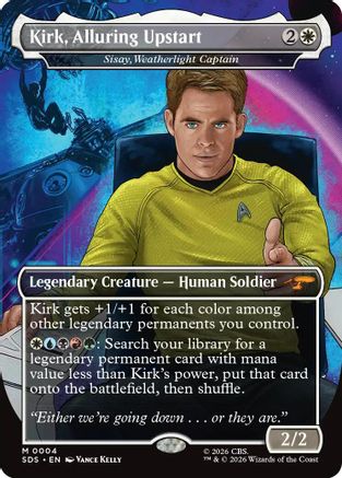 Kirk, Alluring Upstart - Sisay, Weatherlight Captain (Borderless) (SDS-004) - Star Trek: Stardates Foil