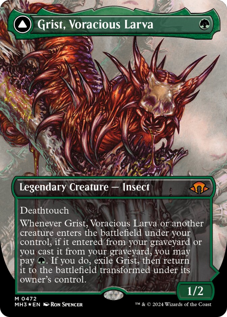 Grist, Voracious Larva // Grist, the Plague Swarm (Borderless) (Textured Foil) [Modern Horizons 3] | Eastridge Sports Cards & Games