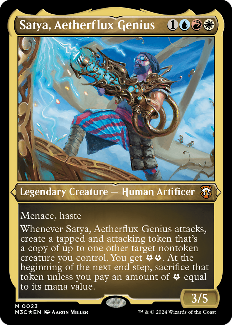 Satya, Aetherflux Genius (Foil Etched) [Modern Horizons 3 Commander] | Eastridge Sports Cards & Games