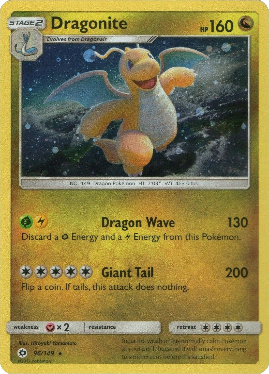 Dragonite (96/149) (Cosmos Holo) [Sun & Moon: Base Set] | Eastridge Sports Cards & Games