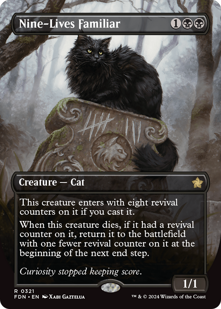 Nine-Lives Familiar (Borderless) [Foundations] | Eastridge Sports Cards & Games