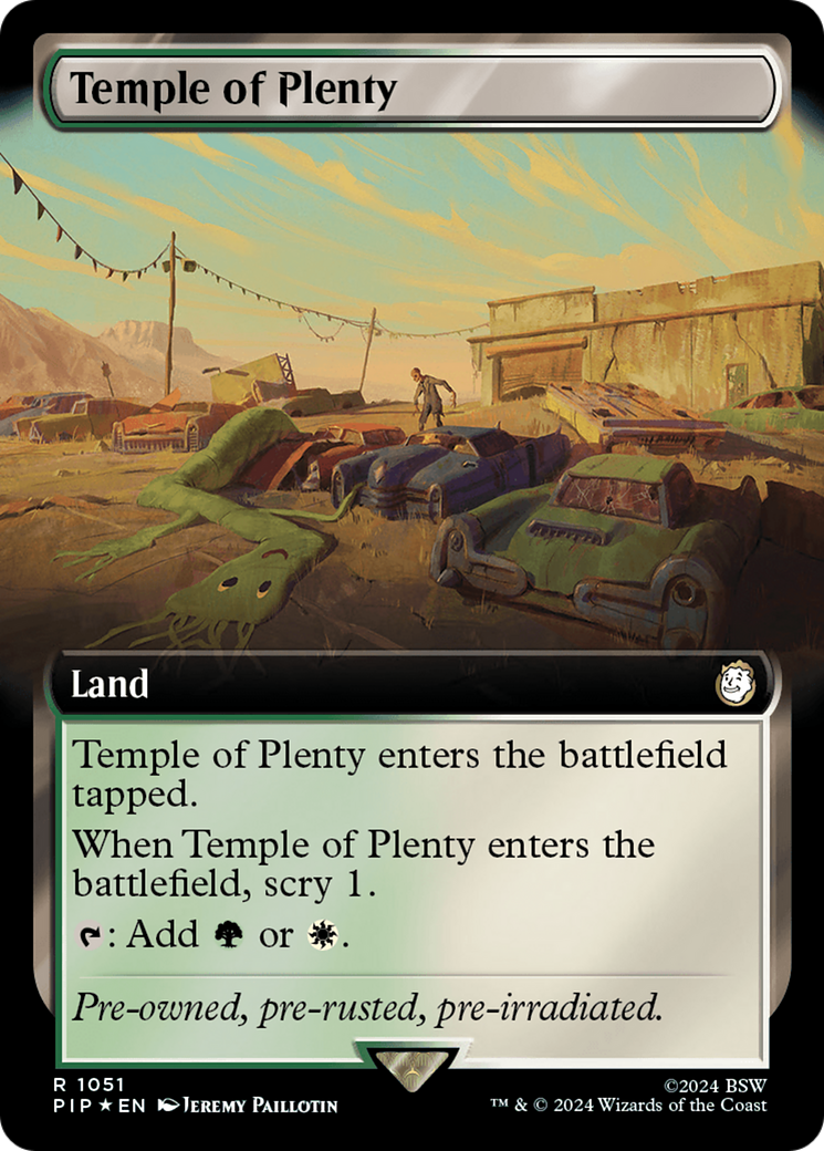 Temple of Plenty (Extended Art) (Surge Foil) [Fallout] | Eastridge Sports Cards & Games