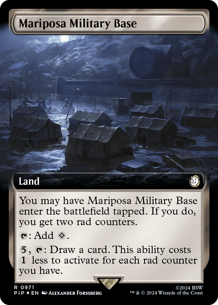 Mariposa Military Base (Extended Art) (Surge Foil) [Fallout] | Eastridge Sports Cards & Games