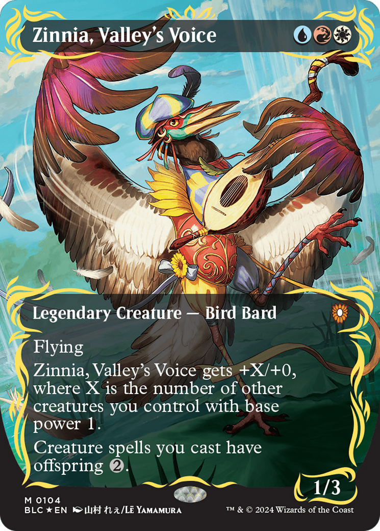 Zinnia, Valley's Voice (Borderless) (Raised Foil) [Bloomburrow Commander] | Eastridge Sports Cards & Games