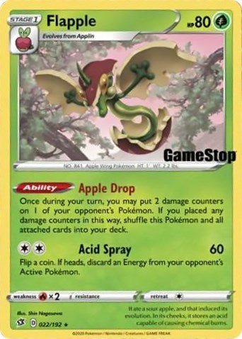 Flapple (022/192) (GameStop Exclusive) [Sword & Shield: Rebel Clash] | Eastridge Sports Cards & Games