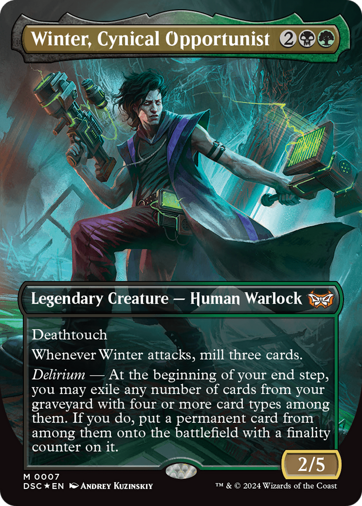 Winter, Cynical Opportunist (Borderless) [Duskmourn: House of Horror Commander] | Eastridge Sports Cards & Games