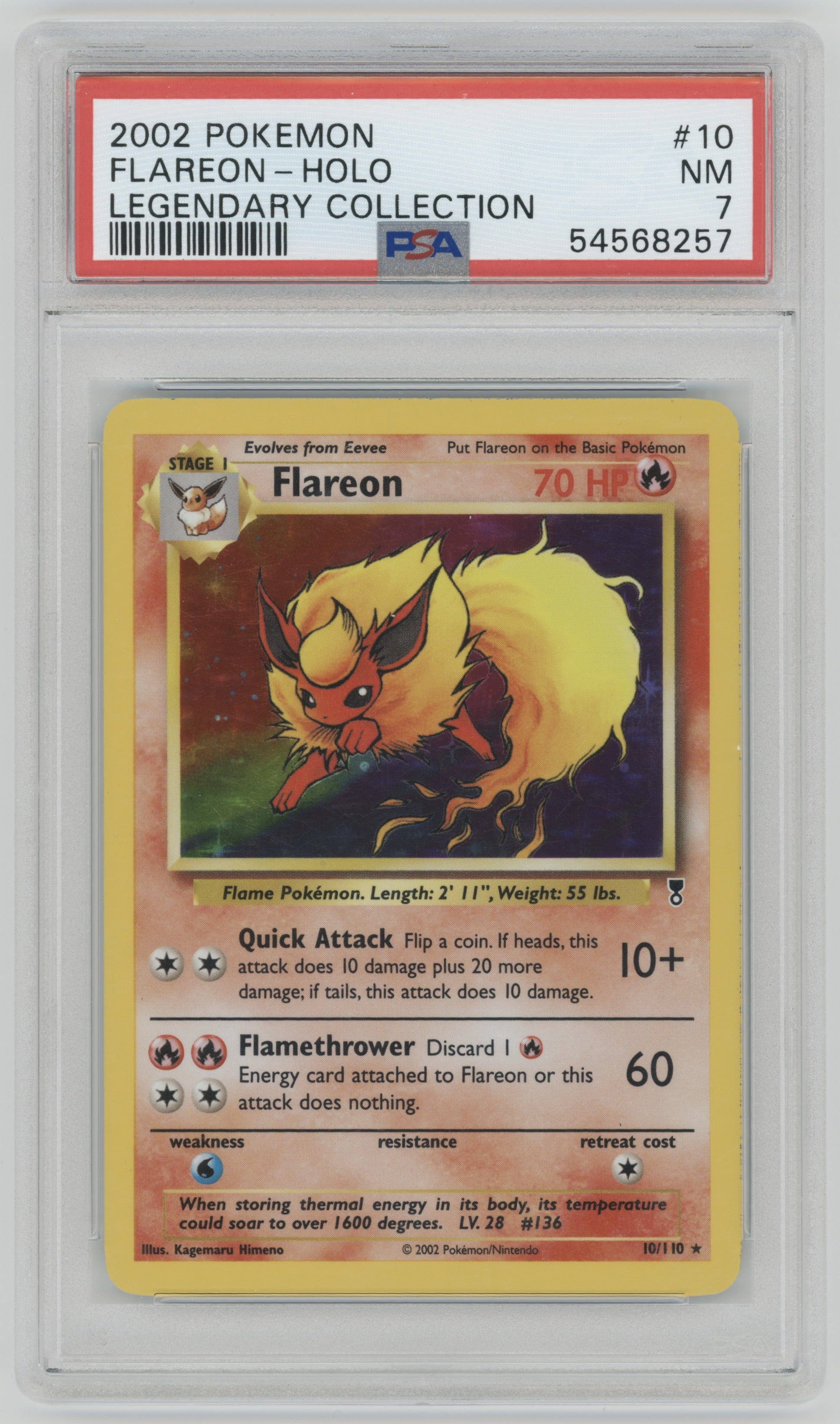 2002 Pokemon Legendary Collection Flareon Holo #10 PSA 7 | Eastridge Sports Cards & Games