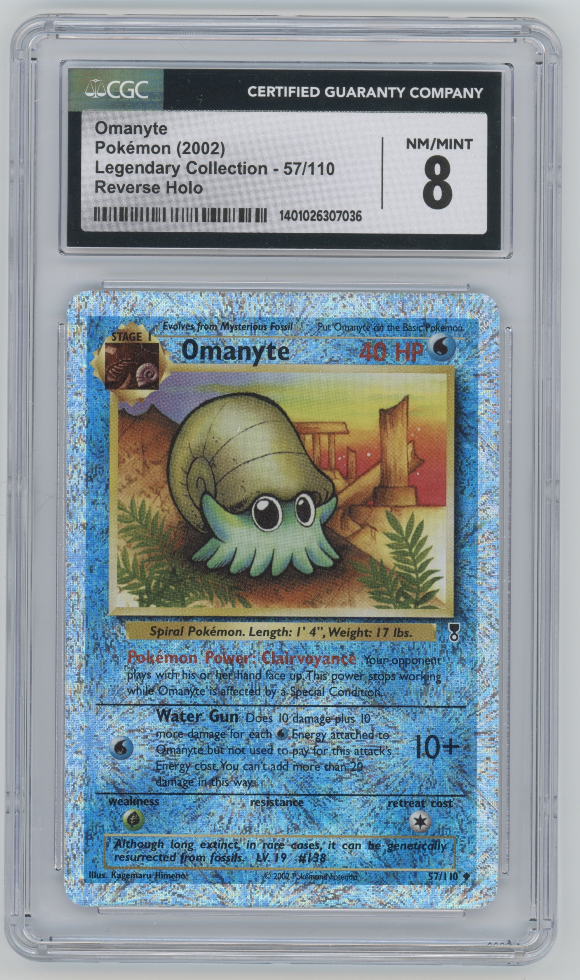 2002 Pokemon Legendary Collection Reverse Holo Omanyte #57 CGC 8 | Eastridge Sports Cards & Games