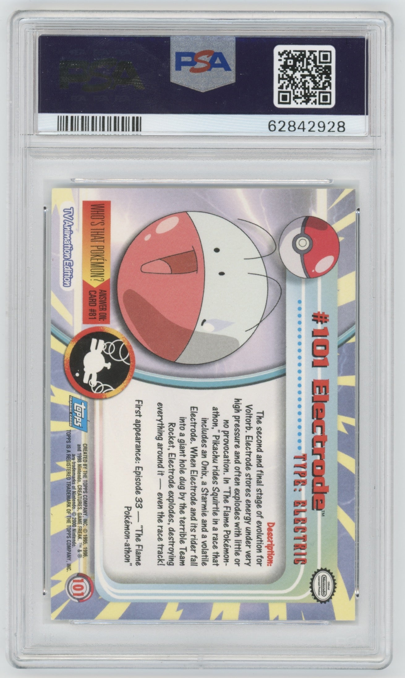 2000 Topps Pokemon TV Series 2 Foil Electrode #101 PSA 9 | Eastridge Sports Cards & Games