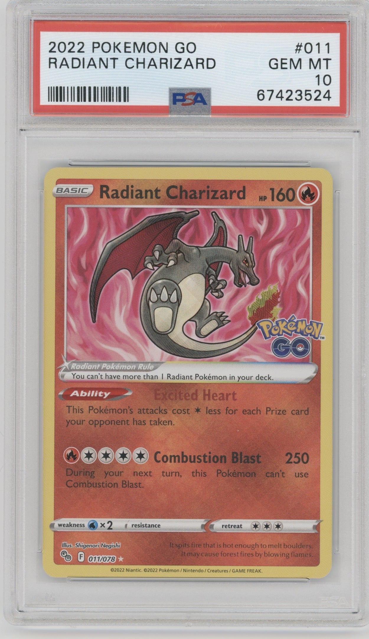 2022 Pokemon Go Radiant Charizard #011 PSA 10 | Eastridge Sports Cards & Games