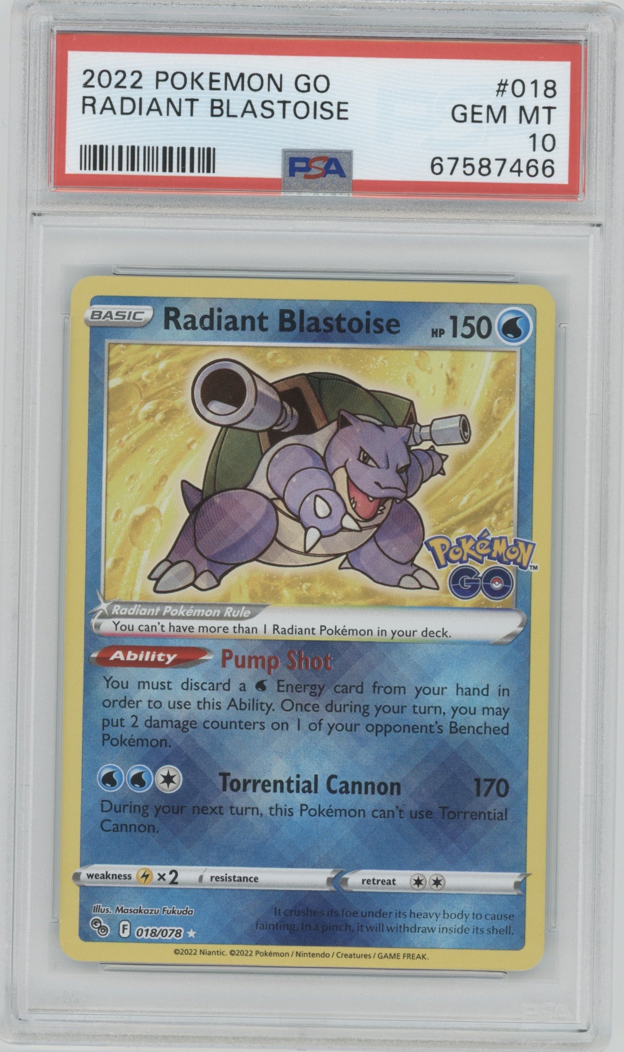 2022 Pokemon Go Radiant Blastoise #018 PSA 10 | Eastridge Sports Cards & Games