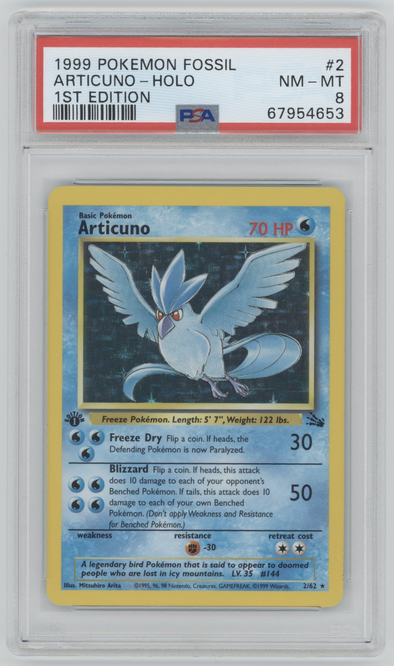 1999 Pokemon Fossil 1st Edition Articuno - Holo #2 PSA 8 | Eastridge Sports Cards & Games