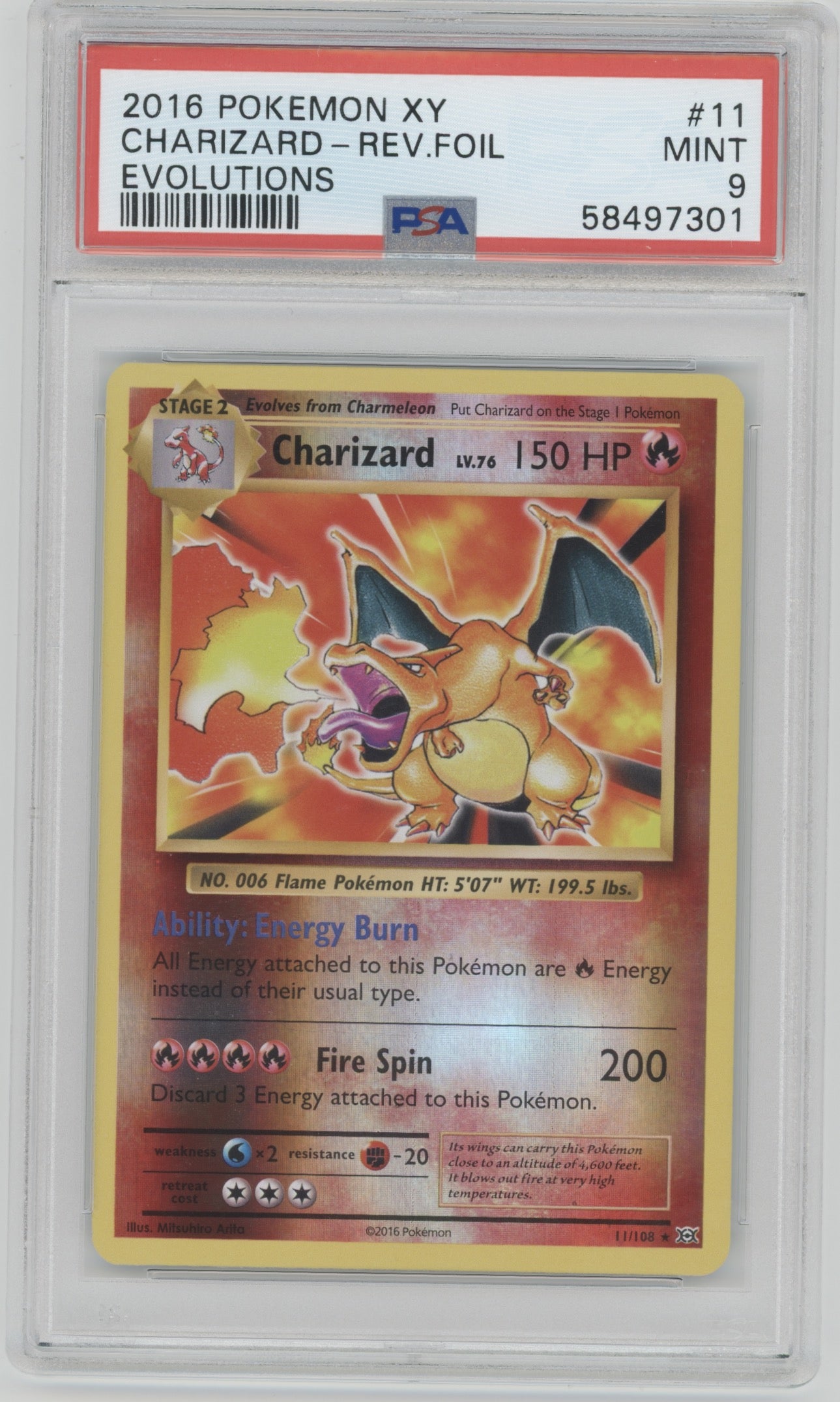 2016 Pokemon XY Evolutions Charizard Rev Holo #11 PSA 9 | Eastridge Sports Cards & Games