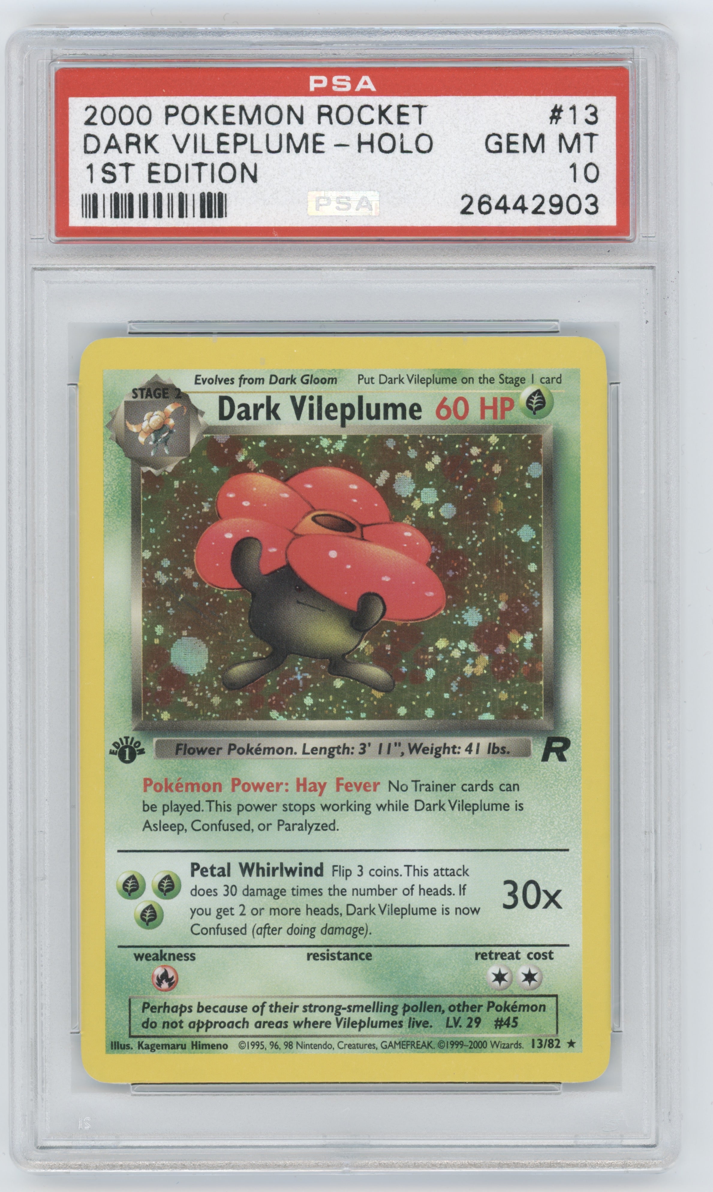2000 Pokemon Rocket 1st Edition Dark Vileplume #13 PSA 10 | Eastridge Sports Cards & Games