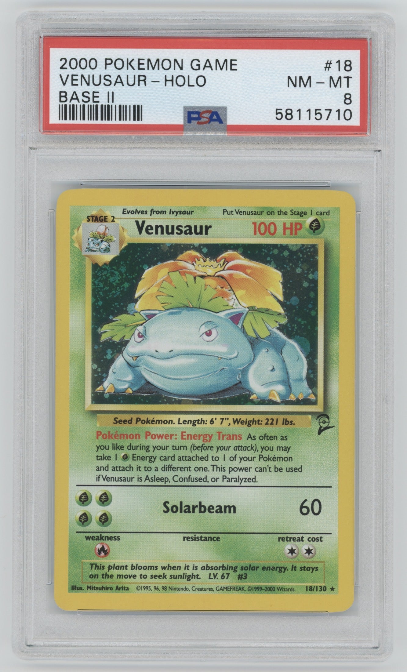 2000 Pokemon Venusaur Holo #18 Base Set 2 PSA 8 | Eastridge Sports Cards & Games