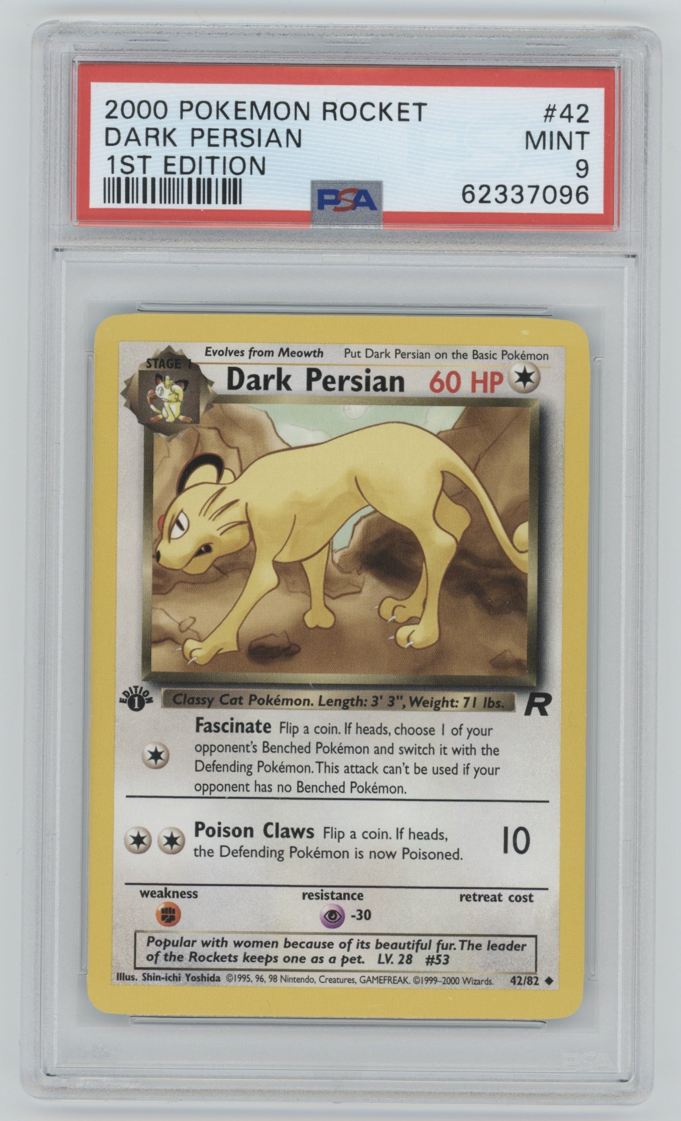 2000 Pokemon Rocket Dark Persian 1st Edition #42 PSA 9 | Eastridge Sports Cards & Games