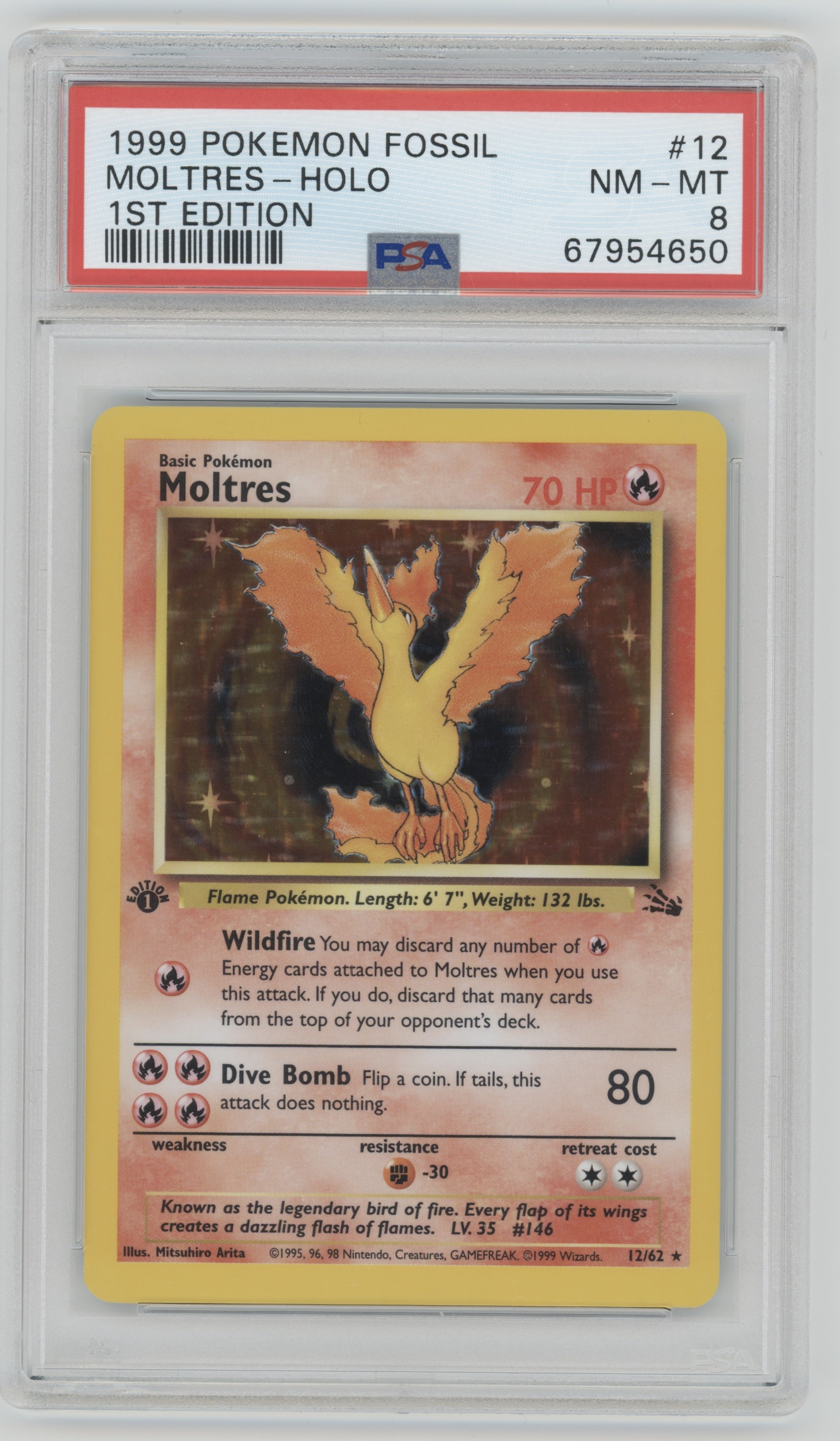 1999 Pokemon Fossil Moltres Holo 1st Edition #12 PSA 8 | Eastridge Sports Cards & Games