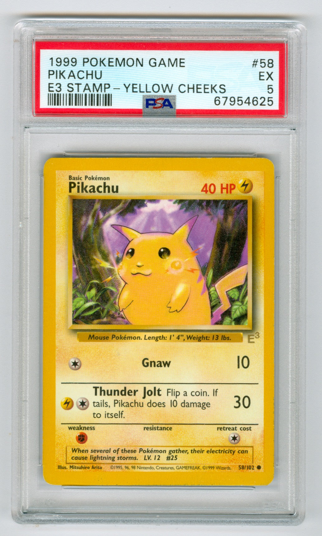 1999 Pokemon #58 Pikachu Yellow Cheeks E3 Stamp PSA 5 | Eastridge Sports Cards & Games