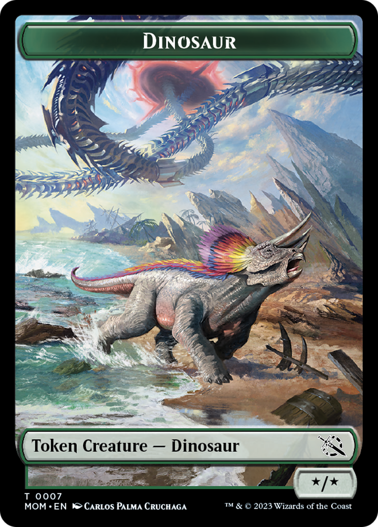 Warrior // Dinosaur Double-Sided Token [March of the Machine Tokens] | Eastridge Sports Cards & Games