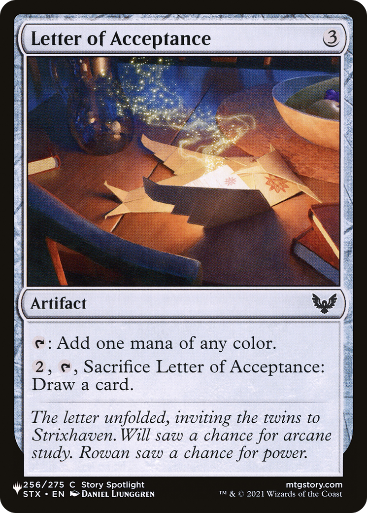 Letter of Acceptance [The List] | Eastridge Sports Cards & Games