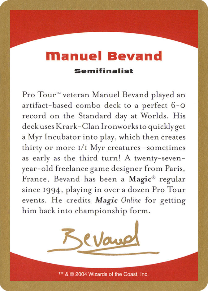 Manuel Bevand Bio [World Championship Decks 2004] | Eastridge Sports Cards & Games