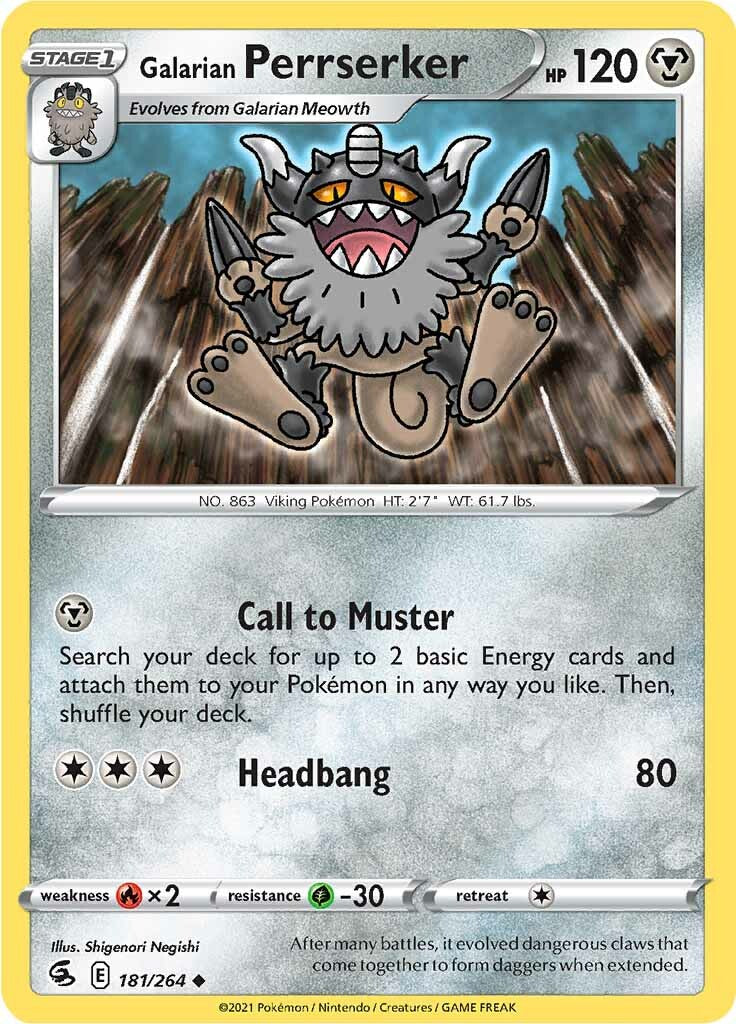 Galarian Perrserker (181/264) [Sword & Shield: Fusion Strike] | Eastridge Sports Cards & Games