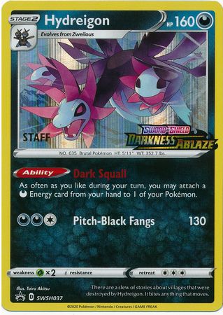 Hydreigon (SWSH037) (Staff Prerelease Promo) [Sword & Shield: Black Star Promos] | Eastridge Sports Cards & Games