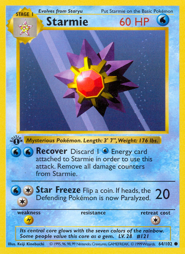 Starmie (64/102) (Shadowless) [Base Set 1st Edition] | Eastridge Sports Cards & Games