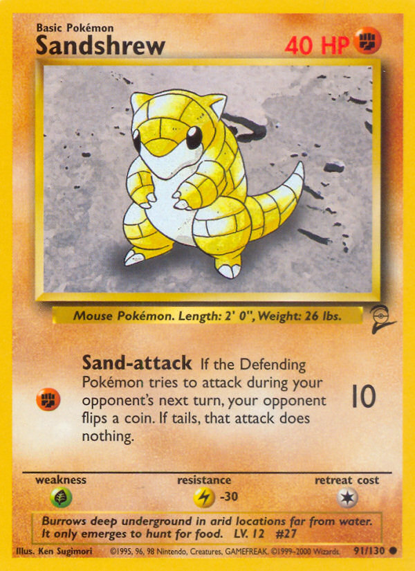 Sandshrew (91/130) [Base Set 2] | Eastridge Sports Cards & Games