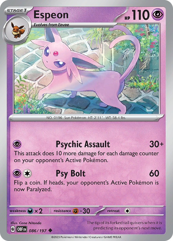 Espeon (086/197) [Scarlet & Violet: Obsidian Flames] | Eastridge Sports Cards & Games