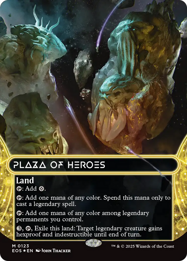 Plaza of Heroes (0123) (Borderless) (Galaxy Foil) [Edge of Eternities: Stellar Sights] | Eastridge Sports Cards & Games