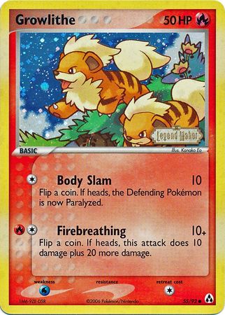 Growlithe (55/92) (Stamped) [EX: Legend Maker] | Eastridge Sports Cards & Games