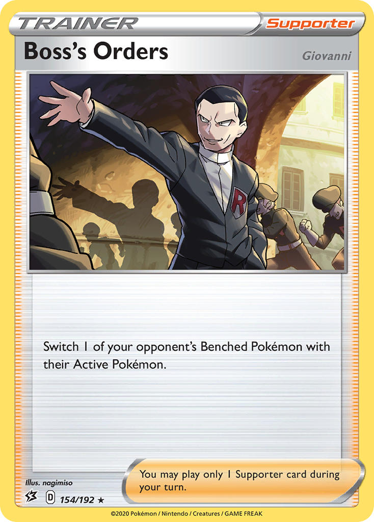 Boss's Orders (154/192) (Giovanni) (Theme Deck Exclusive) [Sword & Shield: Rebel Clash] | Eastridge Sports Cards & Games