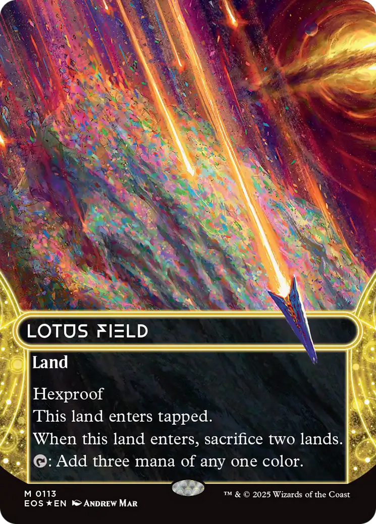 Lotus Field (0113) (Borderless) (Galaxy Foil) [Edge of Eternities: Stellar Sights] | Eastridge Sports Cards & Games