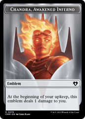 Chandra, Awakened Inferno Emblem // Wizard Double-Sided Token [Commander Masters Tokens] | Eastridge Sports Cards & Games