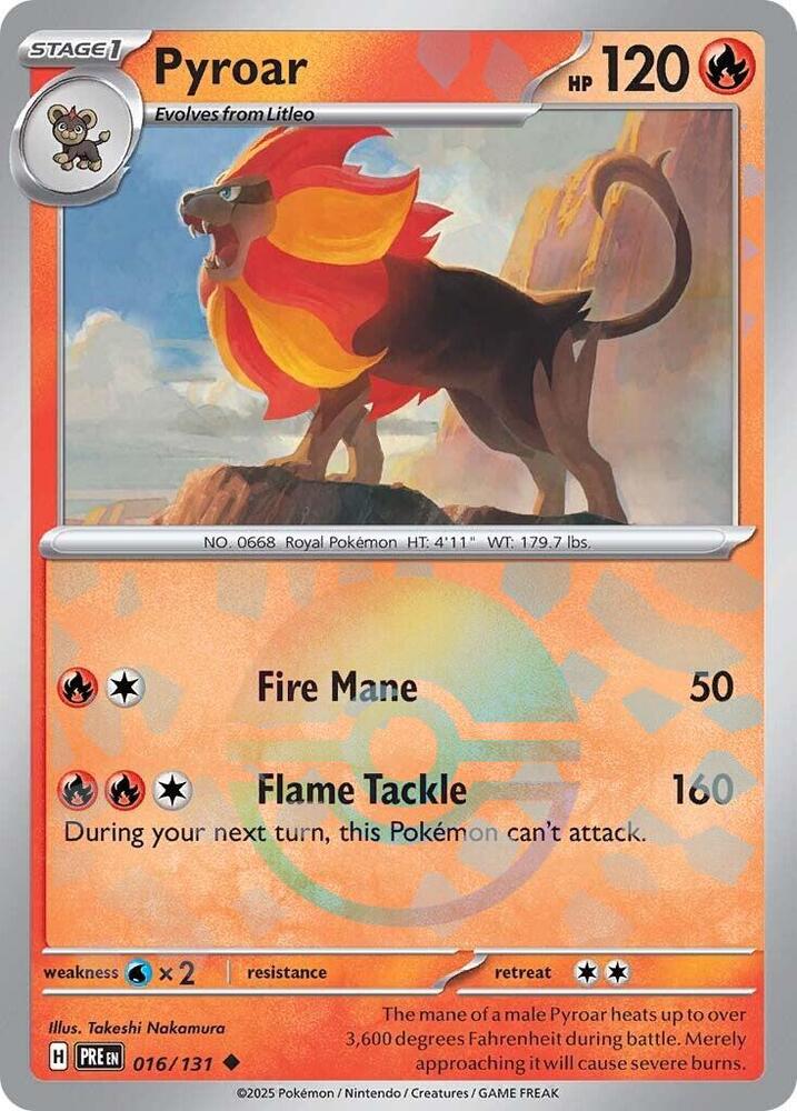 Pyroar (016/131) (Poke Ball Pattern) [Scarlet & Violet: Prismatic Evolutions] | Eastridge Sports Cards & Games